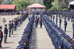 File photo of police officers mounting a guard of honour for the president.